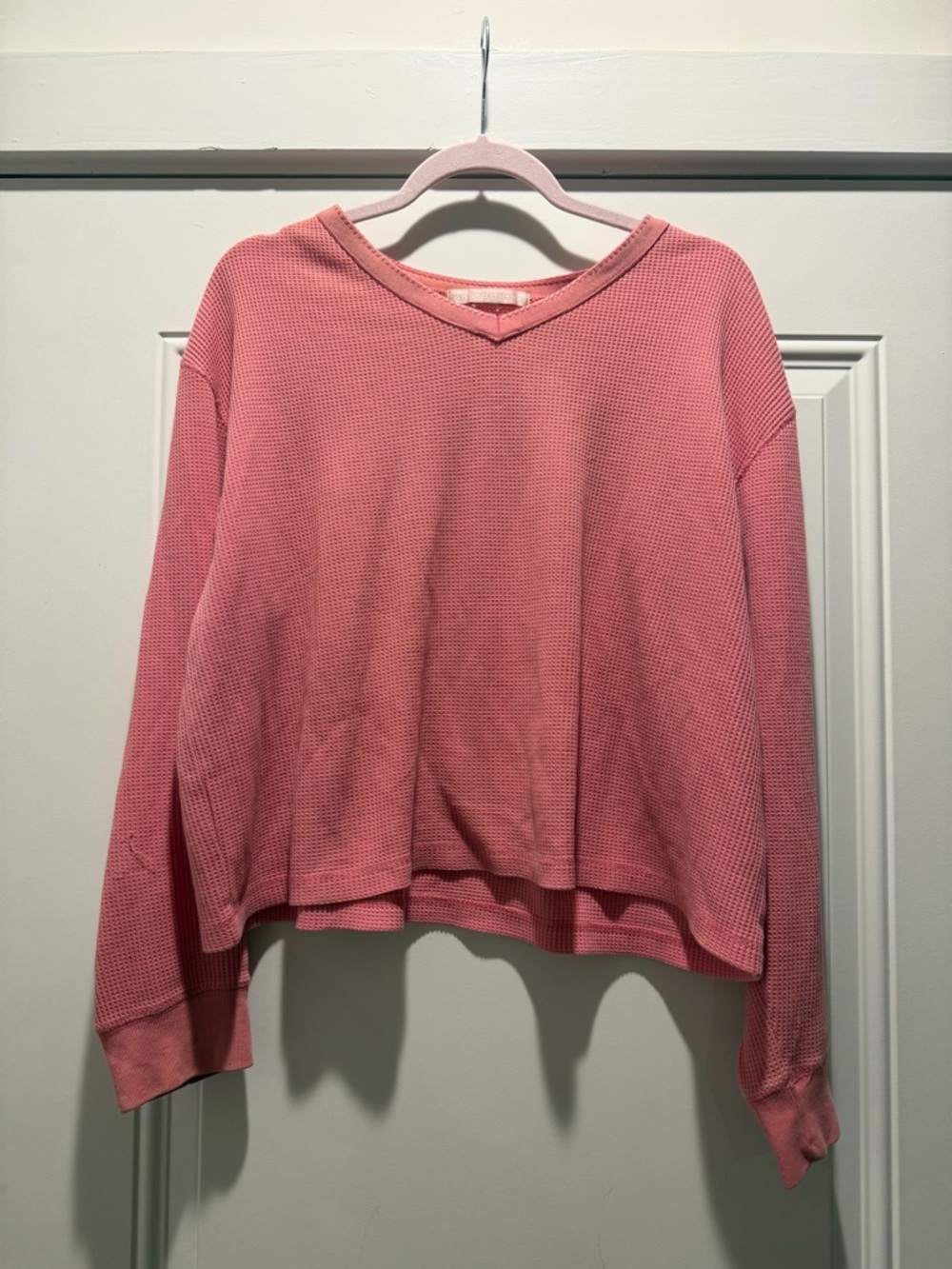 Vintage Victoria’s Secret Waffle-Knit V-Neck Women's Top in Dusty Rose